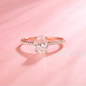 Moissanite Engagement Ring: 1.5CT 6x8mm oval cut, size 6